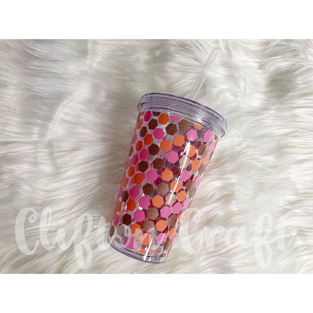 Tumbler with straw - Confetti glitter - HANDMADE